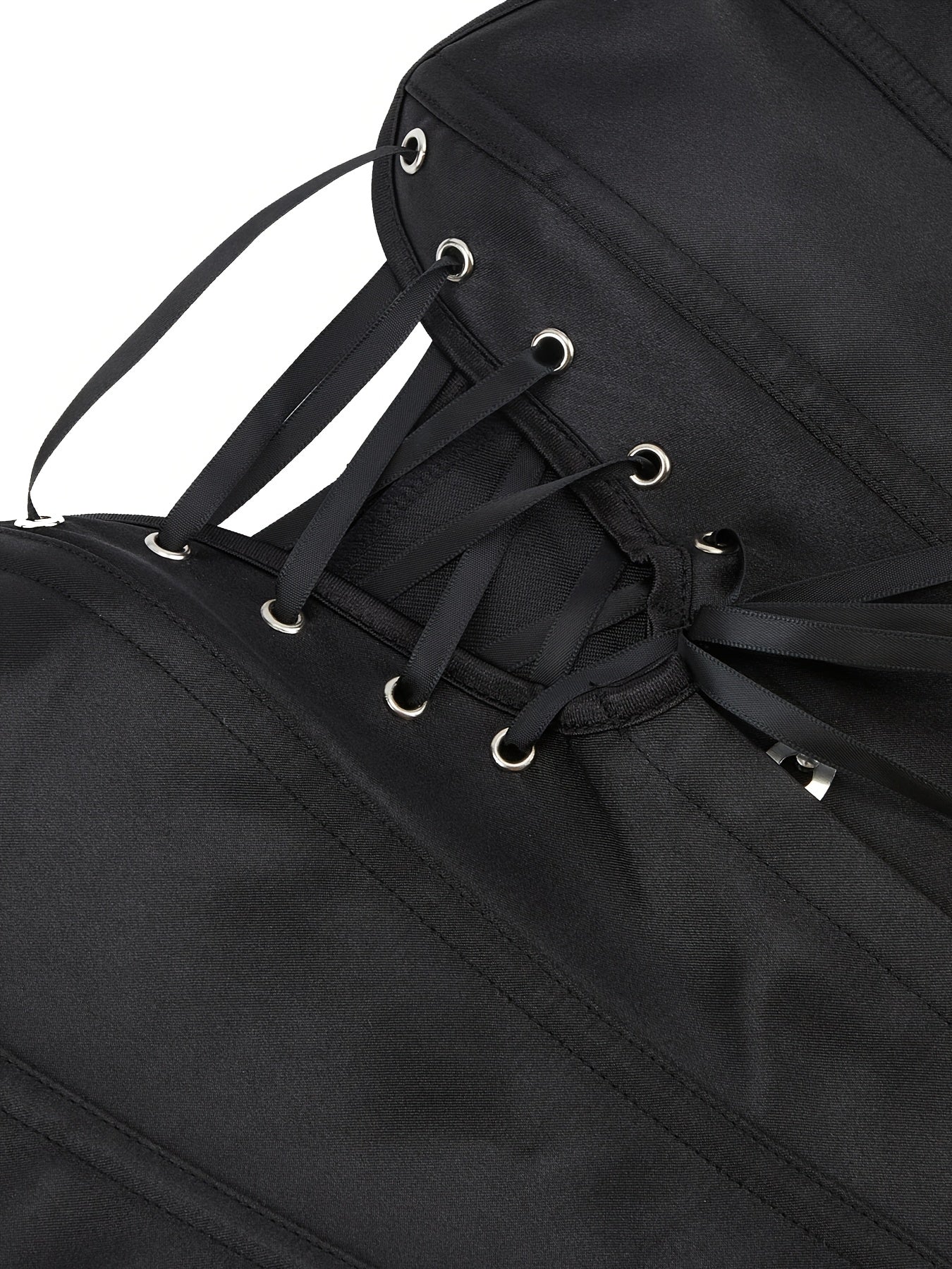 A Women's Strapless Elegant Satin Waist Cinched Tight Top, Classic Black High-end Back Tied Tight Corset, Stylish Design with a Cinched Waist and Beautiful Fit, Suitable for Party Outfits and Daily Wear