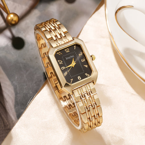 6pcs Luxury Resort Style Analog Quartz Women's Watch Set, 1pc Square Dial Watch + 5pcs Heart-Shaped Jewelry Set, Perfect Holiday Gift for Sisters, Ideal for Thanksgiving and Christmas