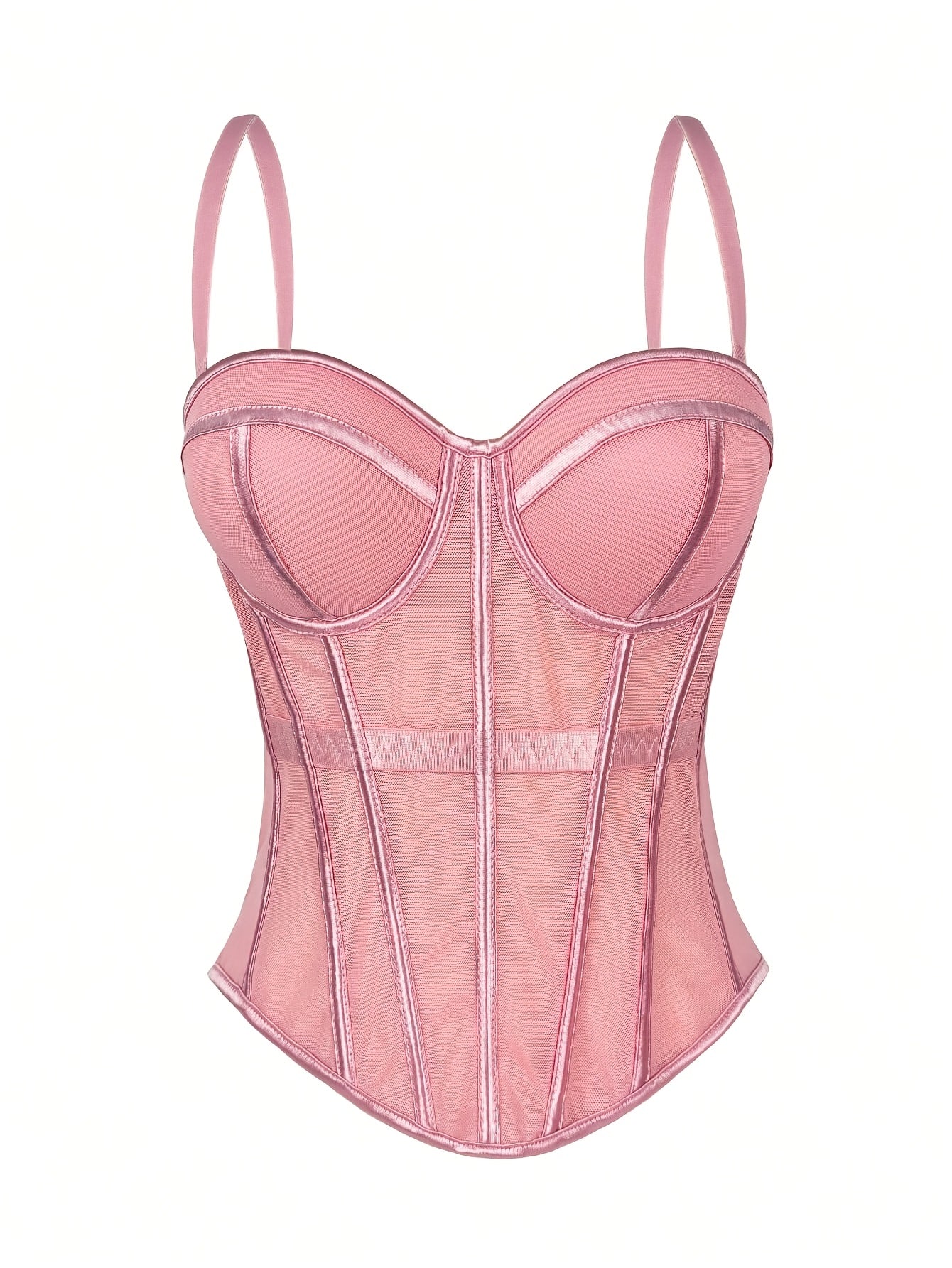 Elegant Mesh See-Through Fishbone Corset, a Fitted Bodice for Outerwear, Stylish Tight Camisole Top, Stage Performance Strap Top, Women'S Clothing