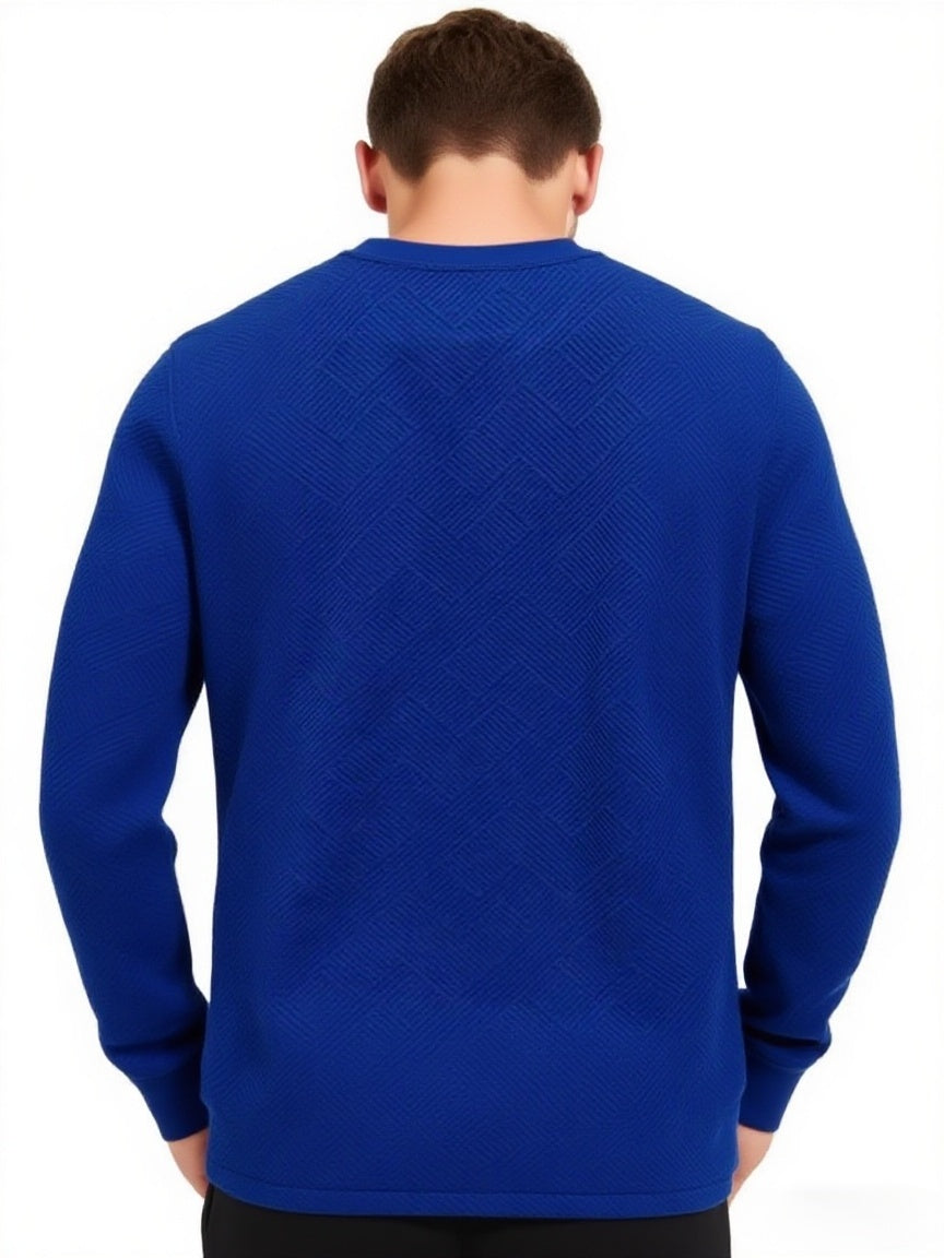 Valentine's Day Men's Gift, Men's Fashion Heavyweight Jacquard Crew Neck Long Sleeve Sweatshirt, Spring/Autumn Casual Comfortable Top for Daily Outings