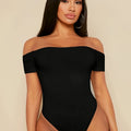 European and American Women's Elegant Off-Shoulder Crew Neck Comfortable Short-Sleeve Bodysuit T-Shirt Base Layer Tight-Fitting Bodysuit